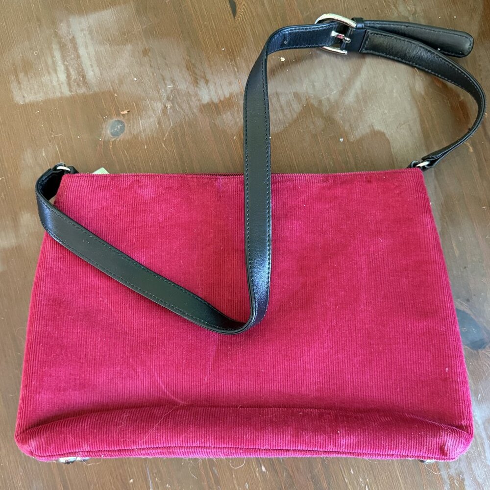 Talbots Red Corduroy Shoulder Strap Purse